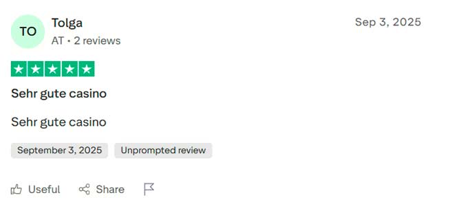 Rioace Casino Tolga on Trustpilot review