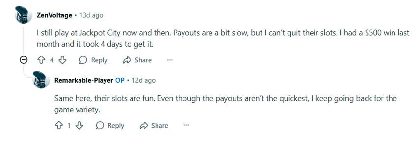 ZenVoltage on Reddit about JackpotCity casino